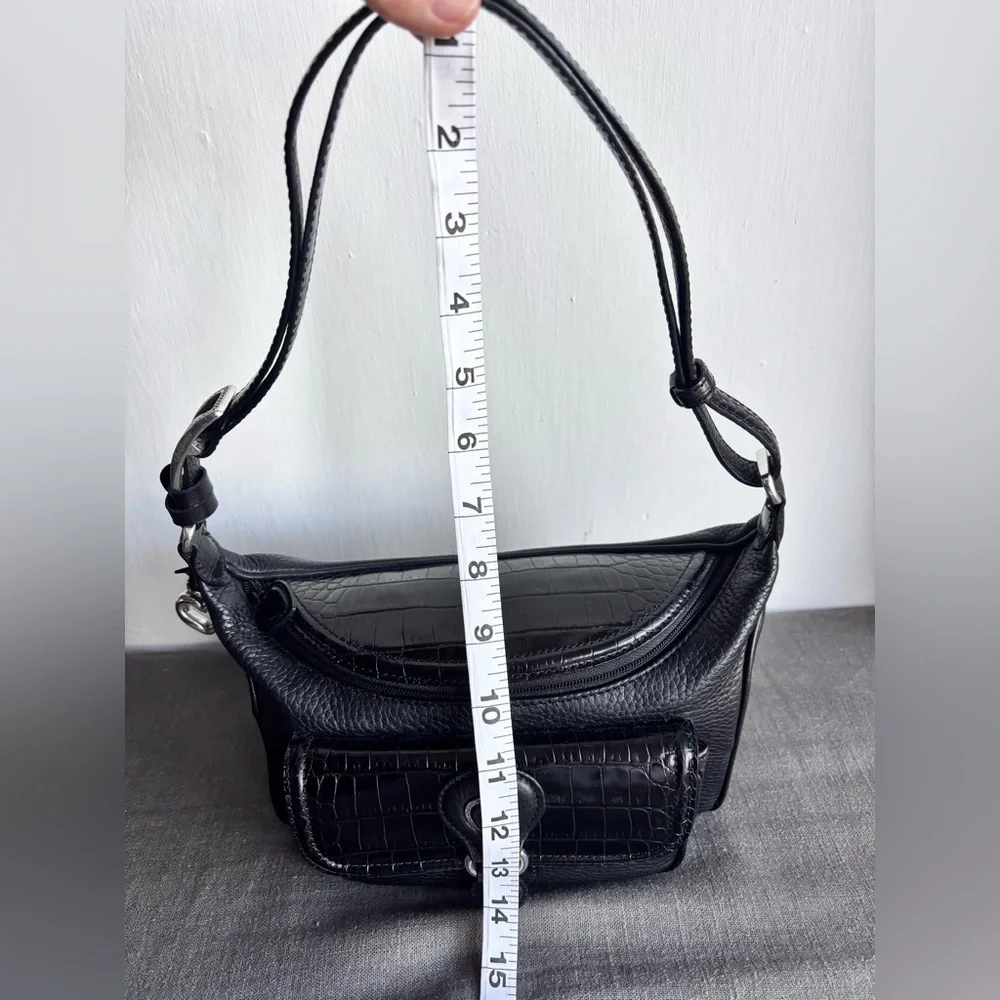 New Without Tags Brighton Monalisa Black Leather Shoulder Bag Purse - Picture 10 of 12